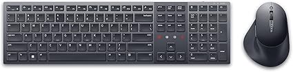 Dell KM900 Premier Collaboration Keyboard and Mouse - Zoom Touch Controls, Backlight Keyboard, Bluetooth 5.1, Radio Frequency 2.4GHz - Black