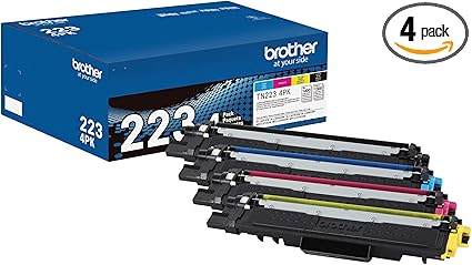 Brother Genuine Standard-Yield Toner Cartridge Four Pack TN223 4PK - Includes one Cartridge Each of Black, Cyan, Magenta & Yellow Toner, Standard Yield, Model: TN2234PK