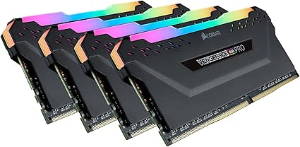 Corsair Vengeance RGB Pro 64GB (4x16GB) DDR4 3600 (PC4-28800) C18 Desktop Memory – Black, CMW64GX4M4D3600C18