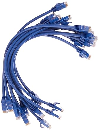 Monoprice Cat6 1ft Blue 12-Pk Patch Cable UTP 24AWG 550MHz Pure Bare Copper Snagless RJ45 Flexboot Series Ethernet Cable