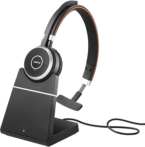 Jabra Evolve 65 SE Link380a UC Mono Stand- Bluetooth Headset with Noise-Cancelling Microphone, Long-Lasting Battery and Dual Connectivity - Works with All Other Platforms - Black