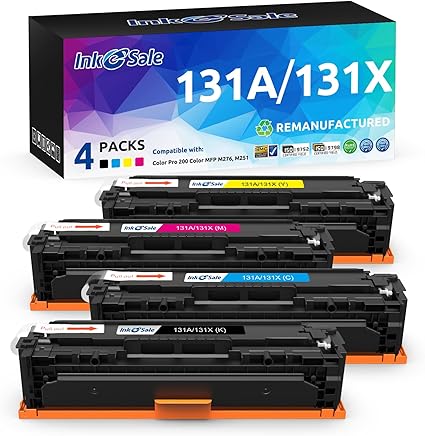 INK E-SALE Remanufactured Toner Cartridge Replacement for HP 131A 131X CF210A CF210X CF211A CF212A CF213A Toner High Yield Set for HP LaserJet Pro 200 M251n M251nw M251 MFP M276nw M276n Color Printer