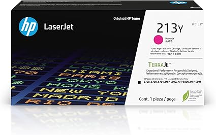 HP 213Y Extra High Yield Magenta Laserjet Toner Cartridge, W2133Y. Works Laserjet Enterprise 5700, 5800, 6700, 6701, 6800, 6801