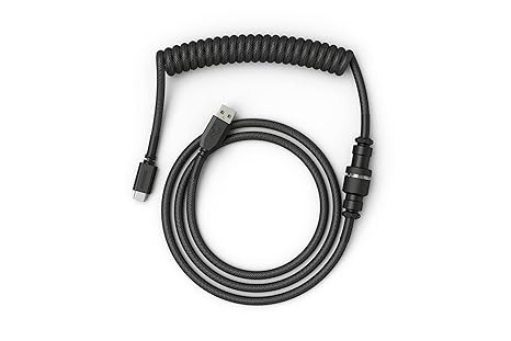 Glorious Coiled Keyboard Cable – Coiled USB C Cable Artisan Braided Cables for Mechanical Gaming Keyboard Coiled Cable -Custom Keyboard Cable (Black)