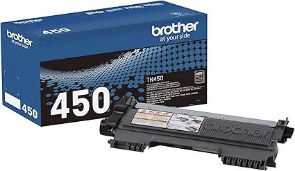 Brother Genuine High Yield Toner Cartridge, TN450, Replacement Black Toner, Page Yield Up to 2,600 Pages