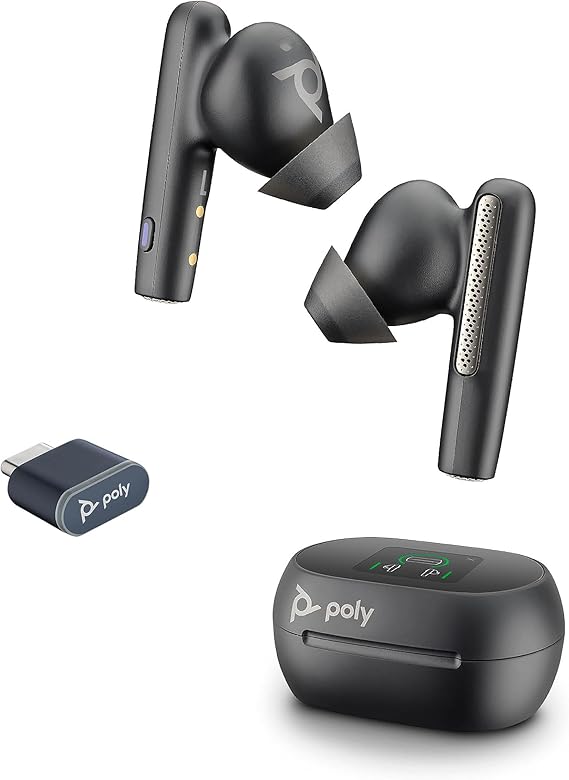 Poly Voyager Free 60+ UC True Wireless Earbuds (Plantronics) – Noise-Canceling Mics for Clear Calls – ANC – Touchscreen Charge Case –Works w/iPhone, Android, PC/Mac – Teams Certified– Amazon Exclusive