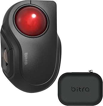 ELECOM Bitra Small Travel Trackball Mouse with Case, Bluetooth Wireless, Index Finger Control, Silent Mouse, Ergonomic Design, 5 Programmable Buttons