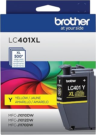 Brother Genuine LC401XLY High Yield Yellow Ink Cartridge