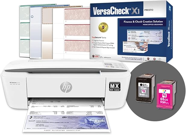 VersaCheck HP DeskJet 3755 MXE MICR Check Printer Presto Check Printing Software Bundle