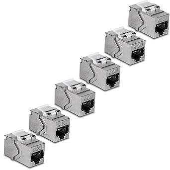 TRENDnet Cat6A RJ45 Keystone Inline Coupler Keystone Jack, 6-Pack, TC-KC06C6A, Keystone Jack Female to Female for Wall Plates & Blank Shielded Keystone Patch Panels, Ethernet Extender Adapter, Silver