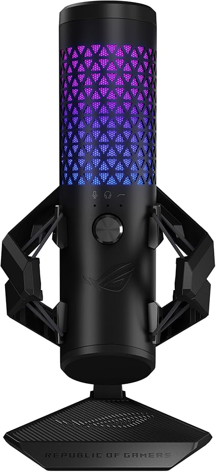 ASUS ROG Carnyx USB Gaming Microphone (25mm Condenser Capsule, 192kHz/24-bit, Cardioid, high-Pass Filter, Built-in pop Filter, Metal Shock Mount, one-Touch Mute, USB, Aura Sync RGB)- Black