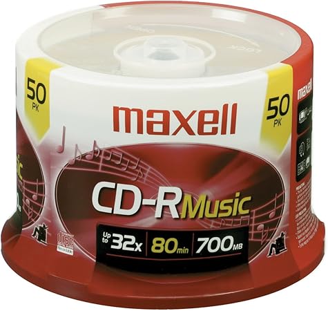 Maxell 625156 - CDR80MU50PK 80-Minute Music CD-Rs (50-ct Spindle) Red