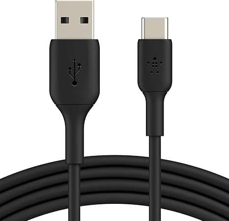 Belkin BoostCharge USB-C Cable (3M/9.8ft), USB-C to USB-A Cable, USB Type-C Cable for iPhone 15 Series, Samsung Galaxy S24, S24+, Note20, Pixel 8, Pixel 7, iPad Pro, Nintendo Switch, and More - Black