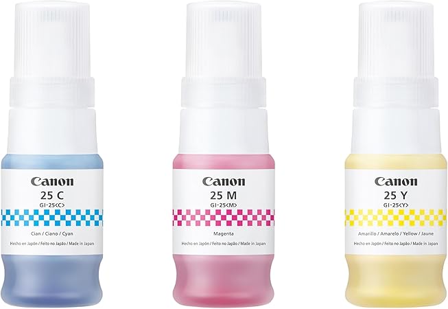 Canon Genuine Ink Bottle GI-25 CMY Pack (Cyan, Magenta and Yellow)