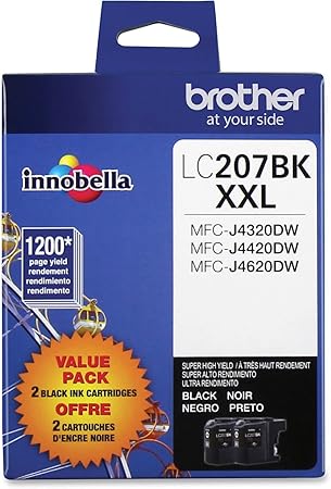 Brother Printer LC2072PKS Multi Pack Ink Cartridge, Black - Pack of 2