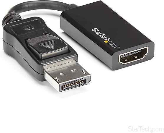 StarTech.com DisplayPort to HDMI Adapter - 4K 60Hz Active DP 1.4 to HDMI 2.0 Video Converter - DP to HDMI Monitor/TV/Display Cable Adapter Dongle - Latching DP Connector (DP2HD4K60S), Black