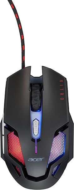 Acer Nitro Gaming Mouse III: 6D Optical Gaming Mouse with High 125MHz Polling Rate | 7 Colorful Breathing Lights with LED Logo and Pattern | 6 Optional DPI Shifts (800-7200) | 6 Buttons