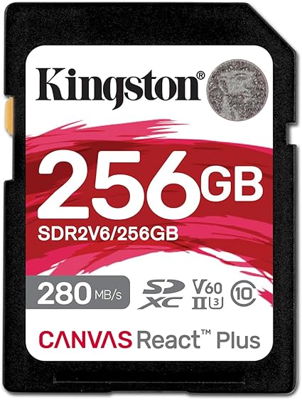 Kingston 256GB Canvas React Plus SD Card | Up to 280MB/s | High Performance Photography | Class 10 UHS-II U3 V60 | SDR2V6/256GB