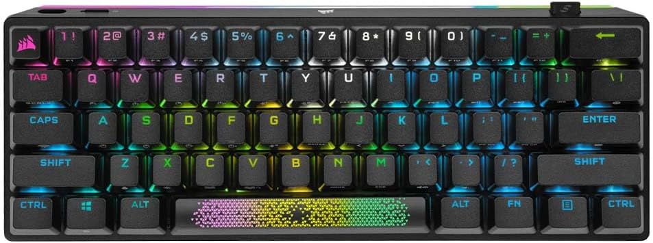 Corsair K70 PRO MINI WIRELESS RGB 60% Mechanical Gaming Keyboard (Fastest Sub-1ms, Swappable CHERRY MX Speed Keyswitches, Aluminum Frame, PBT Double-Shot Keycaps) QWERTY, NA Layout - Black