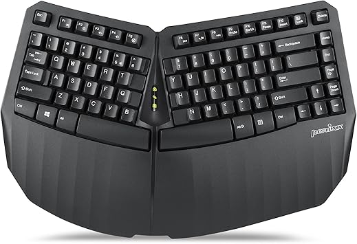 Perixx PERIBOARD-613B Compact Wireless Ergonomic Split Keyboard with Dual 2.4G and Bluetooth Mode - Compatible with Windows 10 and Mac OS X System - Black - US English (11804)