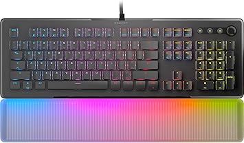 ROCCAT Vulcan II Max – Optical-Mechanical PC Gaming Keyboard, with Customizable RGB Illuminated Keys and Palm Rest, Titan II Smooth Linear Switches, Aluminum Plate, 100 M Keystroke Durability - Black