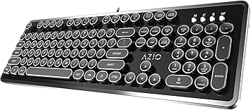 AZIO Retro Typewriter-Inspired Mechanical Keyboard Vintage Design w/Modern Features, Tactile & Clicky Blue Switch, N-Key Rollover, USB, 6ft Braided Cable, US/QWERTY Layout-Windows 10 & Newer