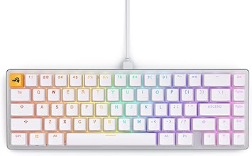 Glorious Gaming GMMK 2-65 Percent Keyboard - White Custom Layout - Compact Low-Profile - Hotswap w/Cherry Mx Style Switches - Incl. Double Shot Keycaps & Linear Switches