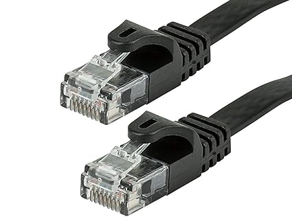 Monoprice Cat5e 5ft Black Flat Patch Cable UTP 30AWG 350MHz Pure Bare Copper Snagless RJ45 Flexboot Series Ethernet Cable