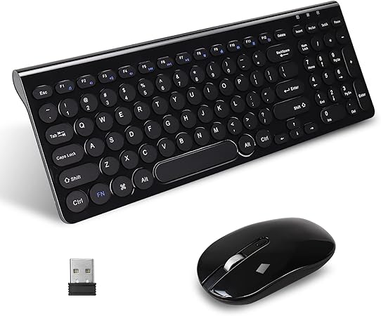 LeadsaiL Wireless Keyboard and Mouse Combo, Wireless USB Mouse and Computer Keyboard Set, Compact and Silent for Windows Laptop, Desktop, PC- Black