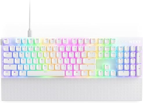 NZXT Function 2 | KB-001NW-US | Full-Size Optical Gaming Keyboard | 8K Polling Rate | Linear Optical Switches | Adjustable Actuation | Double-Shot PBT Keycaps | RGB | Hot-Swappable | White