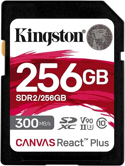 Kingston Canvas React Plus 256GB SD Card | SDXC UHS-II | 300R/260W U3 V90 | Full HD/4K/8K | SDR2/256GB