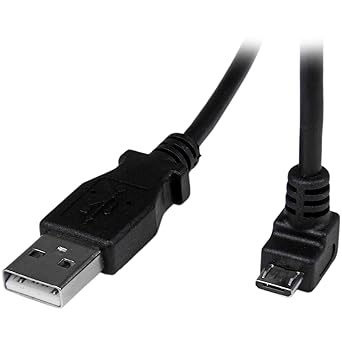 StarTech.com 2m Cord - A to Down Angle Micro B - Down Angled Micro USB Cable - 1x USB A (M), 1x USB Micro B (M) - Black (USBAUB2MD), 2m / 6 Feet