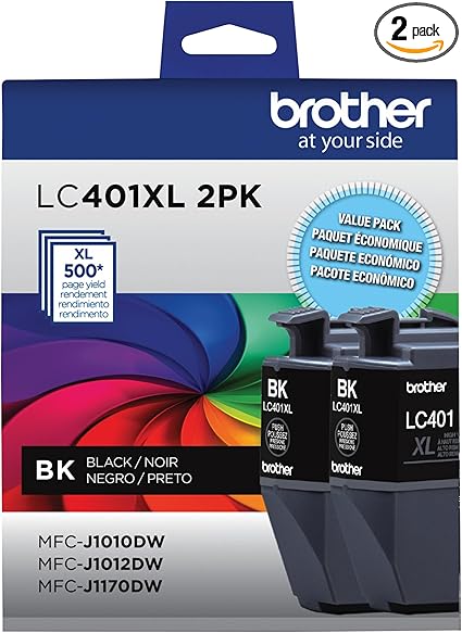 Brother Genuine LC401XL 2PK High Yield 2-Pack Black Ink Cartridges