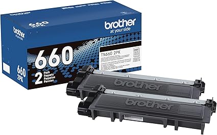 Brother Genuine High-Yield Black Toner Cartridge Twin Pack TN660 2PK (TN6602PK)