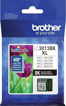 Brother Printer High Yield Ink Cartridge Page Up To 400 Pages Black (LC3013BK), Standard