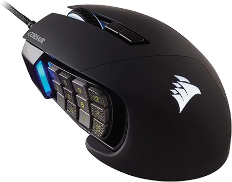 Corsair SCIMITAR RGB ELITE Gaming Mouse For MOBA, MMO - 18,000 DPI - 17 Progammable Buttons - iCUE Compatible - Black