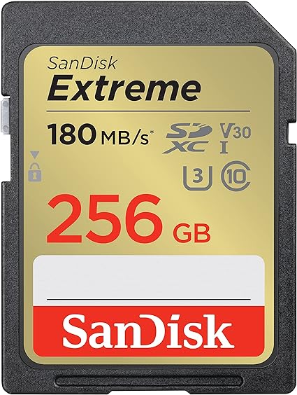 SanDisk 256GB Extreme SDXC UHS-I Memory Card - C10, U3, V30, 4K, UHD, SD Card - SDSDXVV-256G-GNCIN