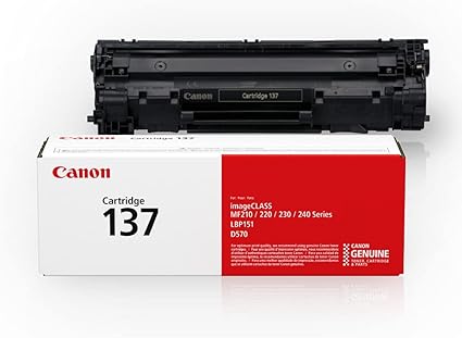 Canon Genuine Toner Cartridge 137 Black (9435B001), 1-Pack ImageCLASS MF212w, MF216n, MF217w, MF244dw, MF247dw, MF249dw, MF227dw, MF229dw, MF232w, MF236n, LBP151dw, D570 Laser Printers