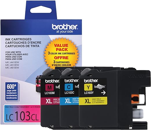 Brother LC1033PKS, LC-103, Innobella High-Yield Ink, 600 Page-Yield, 3/Pack