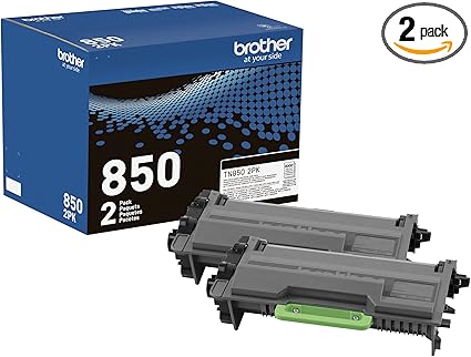 Brother Genuine High-Yield Black Toner Cartridge Twin Pack TN850 2PK, Model: TN8502PK