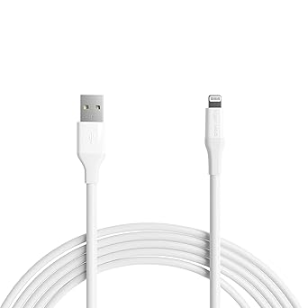 Amazon Basics - 1-Pack USB-A to Lightning ABS Charger Cable, MFi Certified for Apple iPhone 14 13 12 11 X Xs Pro, Pro Max, Plus, iPad, 10,000 Bend Lifespan, 10 Foot, White