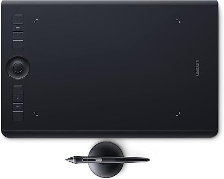 Wacom Intuos Pro Medium Bluetooth Graphics Drawing Tablet, 8 Customizable ExpressKeys, 8192 Pressure Sensitive Pro Pen 2 Included, Compatible with Mac OS and Windows,Black