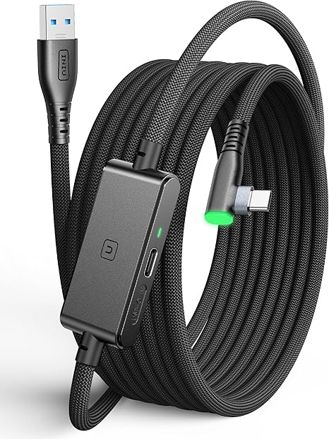 INIU Oculus Link Cable with Charging [16ft] for Meta Quest 3 Quest 2/Pro, Pico 4, PC VR, Steam VR, USB 3.0 High Speed Data Cable, USB C Charger Cord for VR Headset Accessories