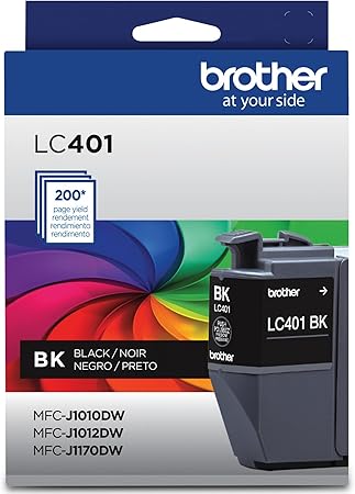 Brother Genuine LC401BK Standard Yield Black Ink Cartridge