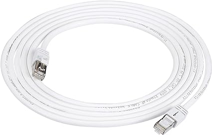 Amazon Basics RJ45 Cat 7 Ethernet Patch Cable, 10Gpbs High-Speed Cable, 600MHz, Double-Shielded, 10 Foot, White