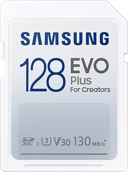 SAMSUNG EVO Plus Full Size 128 GB SDXC Card 130MB/s Full HD & 4K UHD, UHS-I, U3, V30 (MB-SC128K/AM)