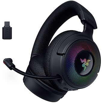 Razer Kraken V4 Wireless Gaming Headset: 2.4GHz, Bluetooth, USB - Super Wideband Mic - 40 mm Drivers - 9 Zone RGB Lighting - for PC, Mac, PS5, Nintendo Switch, Steam Deck, Smartphone - Black