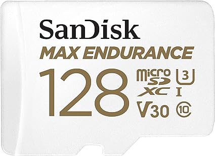 SanDisk 128GB MAX Endurance microSDXC Card with Adapter for Home Security Cameras and Dash cams - C10, U3, V30, 4K UHD, Micro SD Card - SDSQQVR-128G-GN6IA