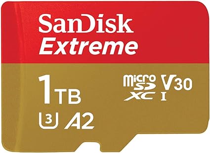 SanDisk 1TB Extreme microSDXC UHS-I Memory Card with Adapter - Up to 160MB/s, C10, U3, V30, 4K, A2, Micro SD - SDSQXA1-1T00-GN6MA