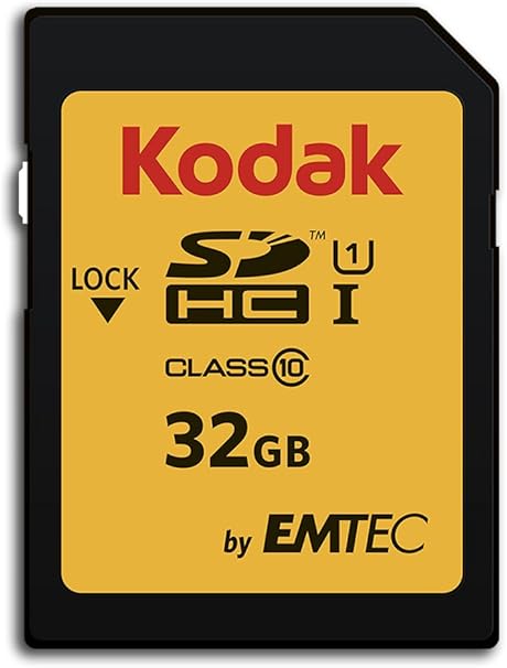 KODAK Premium Memory Card 32GB, 85MBs Read Speed, 25MBs Write Speed for Full HD Video and High-Resolution Pictures, Compatible with SDHC Standard - EKMSD32GHC10K